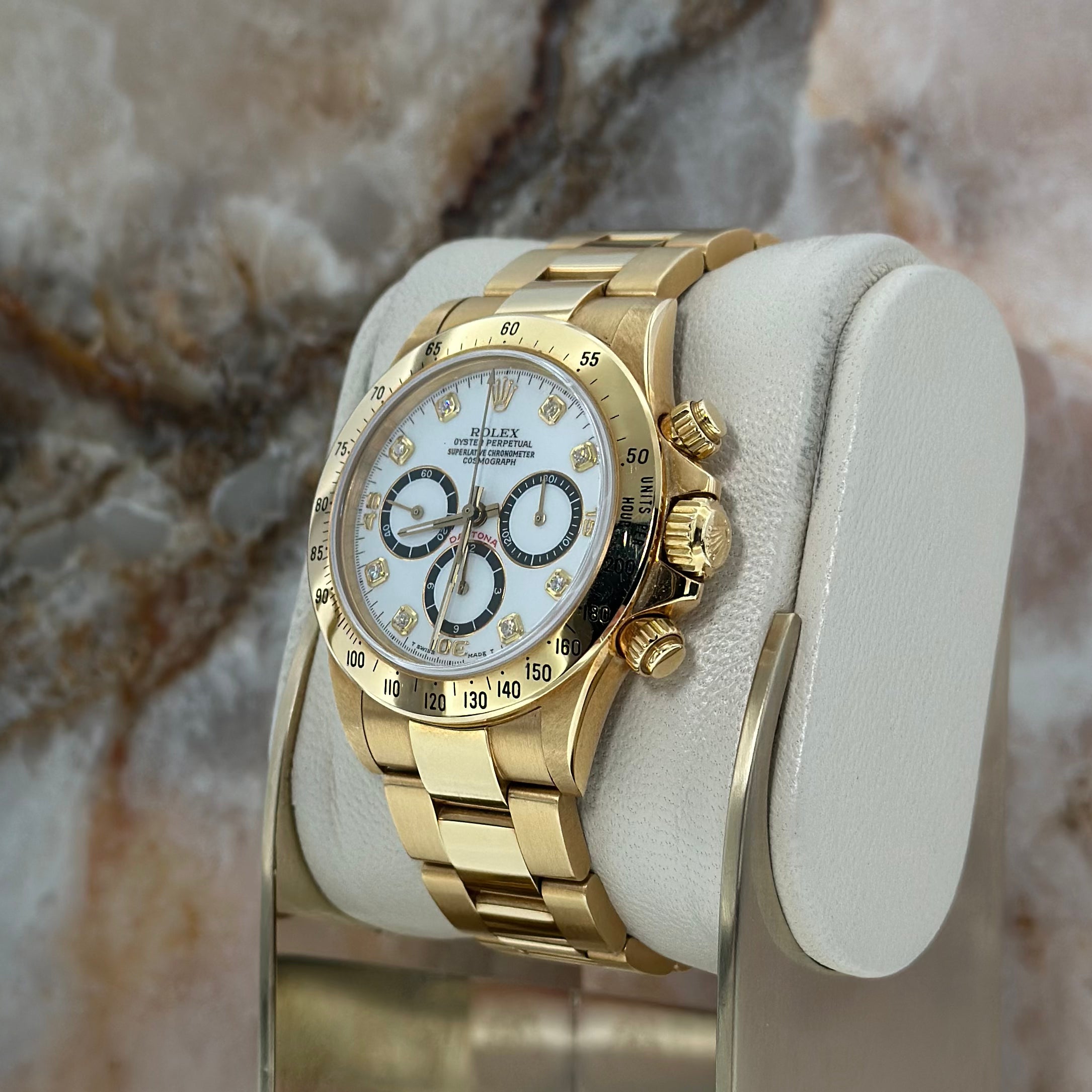 Daytona Porcelain Dial Diamonds index REF. 16528